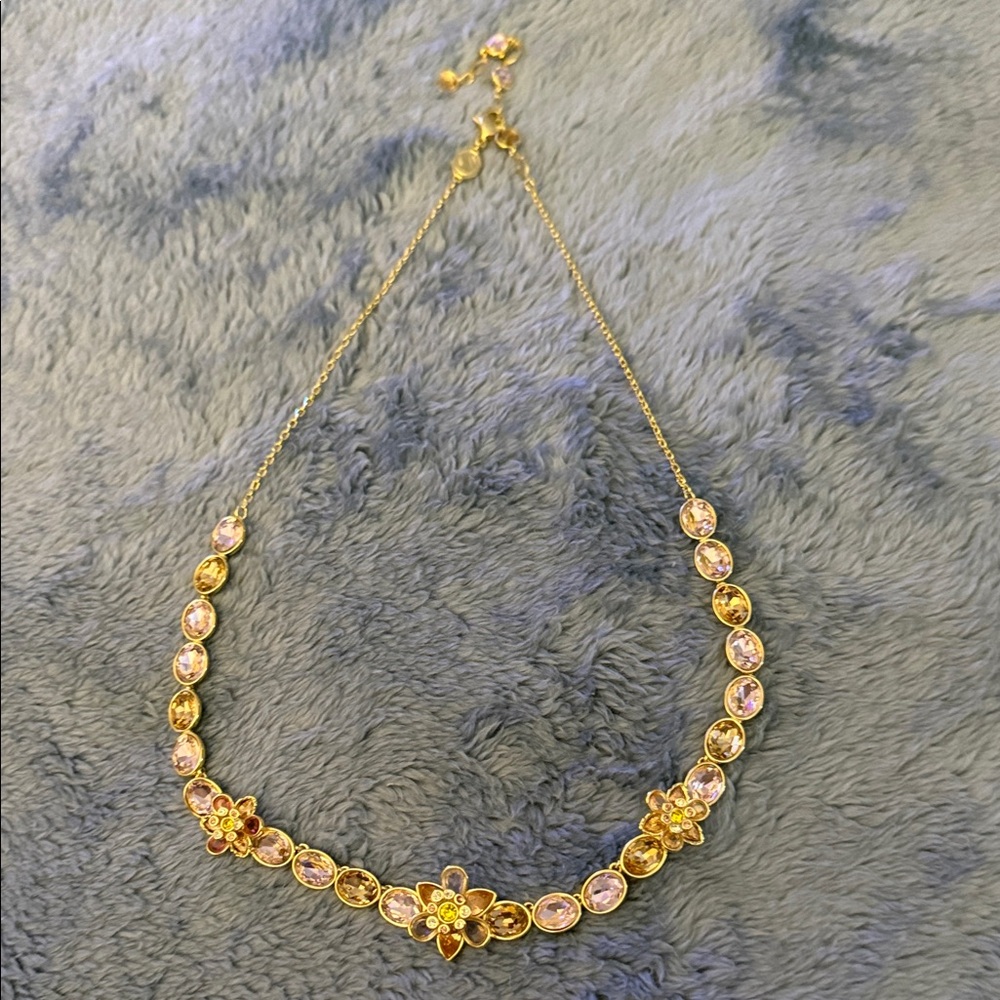 Swarovski Gold and Pink Crystal Necklace